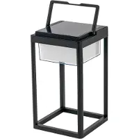 LUCANDE LED-Solartischlampe Tilena, eckig, schwarz, dimmbar