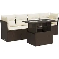 vidaXL 5-tlg. Garten-Sofagarnitur mit Kissen Braun Poly Rattan