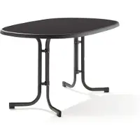 Sieger Tisch 252/G 140 x 90 cm grau Gestell aus Stahl in eisengrau, Tischplatte aus Mecalit-Pro in anthrazit