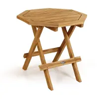 Brafab Gartenbeistelltisch Syros aus Teak, klassisch klappbar, natur, Ø 50 cm, Outdoor geeignet