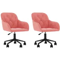 vidaXL Esszimmerstühle 2 Stk. Drehbar Rosa Samt