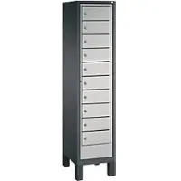 C+P S 3000 Evolo Metall Schließfach 11 Türen Zylinderschloss 420 x 500 x 1.850 mm Schwarz 48060-110 S10046