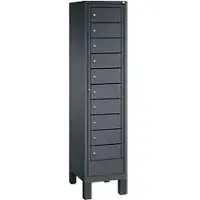 C+P S 3000 Evolo Metall Schließfach 11 Türen Zylinderschloss 420 x 500 x 1.850 mm Schwarz 48060-110 S10008