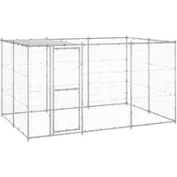 vidaXL Outdoor-Hundezwinger mit Überdachung Verzinkter Stahl 7,26 m2 3082303