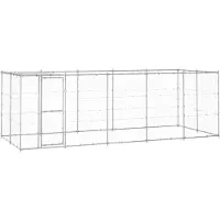 vidaXL Outdoor-Hundezwinger mit Überdachung Verzinkter Stahl 12,1 m²