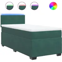 vidaXL Boxspringbett mit Matratze Dunkelgrün 90x190 cm Samt