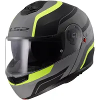 LS2 FF908 Strobe II Monza Klapphelm, schwarz matt/grau/neon-gelb, M (57/58)