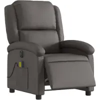 vidaXL Relaxsessel Elektrisch Grau Echtleder