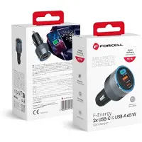 Forcell F-ENERGY Alu Autoladegerät 2 x Typ C + USB A PD QC4.0 SFC2.0 4.5A 65W grau