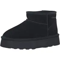 s.Oliver Damen Stiefelette Leder Schlupfstiefel Plateau Warmfutter 5-26352-41, Größe:40 EU, Farbe:Schwarz