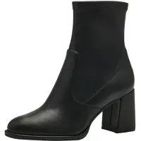 Tamaris Stiefelette , Damen, Gr. 35, Synthetik Textil, schwarz, Lederimitat, unifarben, Basic, Schuhe Stiefelette, Ankleboots, Businessboots, mit 7,5-cm-Blockbsatz, Topseller