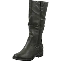 Mustang Damen Stiefel Langschaft Raffung Blockabsatz 1293-602, Größe:39 EU, Farbe:Grau