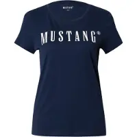 Mustang T-Shirt "T-Shirt Style Alma 1er Pack", Damen, Gr. M, blau (dunkelblau), Obermaterial: 100% Baumwolle CO., Shirts T-Shirt