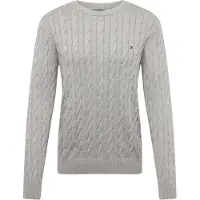 Tommy Hilfiger Strickpullover "CLASSIC CABLE CREW NECK mit Strukturstrick und Flaglabel" unifarben, casual, regular fit, Baumwolle, Rundhals