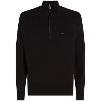 Tommy Hilfiger Troyer "ESSENTIAL COTTON ZIP MOCK", Herren, Gr. S, schwarz, Strick, Obermaterial: 100% Baumwolle, regular fit, Pullover Troyer