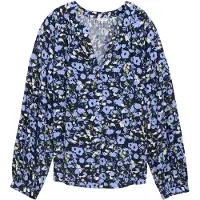 Tom Tailor Klassische Bluse , Damen, Gr. 38, blau (blau autumn floral design), Obermaterial: 100% Viskose, mit Knopf,Ärmel mit Ärmelschlitz, Blusen Klassische Bluse