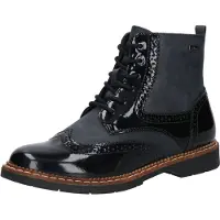 s.Oliver Damen Stiefelette Lack Brogue Schnürboot Lochmuster 5-25255-43, Größe:37 EU, Farbe:Blau