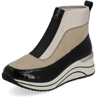 Remonte Damen sportliche Stiefeletten Schwarz-Beige Textil-Synthetik vegan Größe: 41