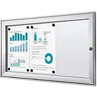 SHOWDOWN Abschließbarer Schaukasten Magnetisch 74,1 B x 38,8 H cm Silber 3 x DIN A4