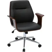 Miliboo Design-Bürostuhl schwarz und dunkles Holz RUFIN