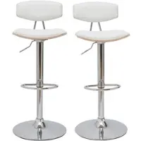 Miliboo Design-Barhocker weiß mit hellem Holz (2er-Set) VASCO