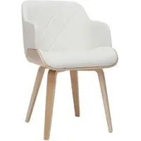 Miliboo Design-Stuhl weiß und helles Holz LUCIEN