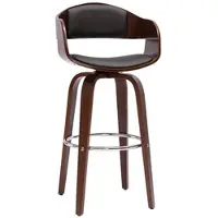 Miliboo Design-Barhocker drehbar schwarz und dunkles Holz H67.5 cm GAO