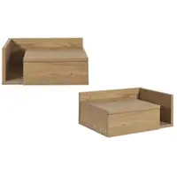 Miliboo Wand-Nachttische in hellem Eichenholz mit Schublade (2er-Set) NASTY