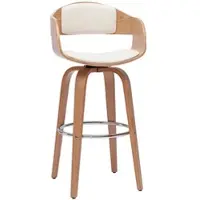 Miliboo Design-Barhocker drehbar weiß und helles Holz H67.5 cm GAO
