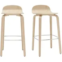 Miliboo Skandinavischer Barhocker aus Eichenholz H68 cm (2er-Set) OBRA