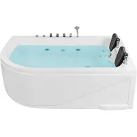 Beliani Whirpool-Badewanne Weiß Links 180 x 120 cm mit LED-Beleuchtung SPA Modern