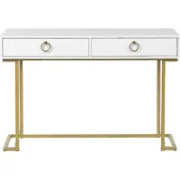 Beliani Konsolentisch Weiß /Gold aus MDF-Platte Metalgestell Rechteckig Wohnzimmer Schlafzimmer Flur Modernes Design Glamour-Stil