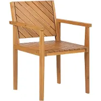 Beliani Gartenstuhl 4er Set Hellbraun Akazienholz mit Armlehnen Lehne Modern Esszimmer Terasse Balkon Außen Wohnzimmer Ausstattung Gartenzubehör Möbel
