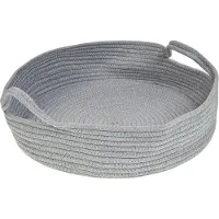 Beliani Tierbett Grau / Weiß ø 45 cm Hundekissen aus Polyester für Hunde, sowie Katzen Wohnzimmer Flur Schlafzimmer Kuschelig Oval Modern