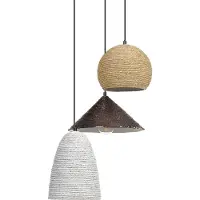 Beliani Hängelampe Mehrfarbig aus Stroh 3-Flammig Modernes Design Drei Leuchten Set für Esszimmer Wohnzimmer Schlafzimmer Esstisch