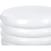 Beliani Beistelltisch Weiß Aluminium Rund 33 cm mit Schwarzen Beinen Modern Dreibeinig Wohnzimmer Ausstattung Möbel Blumenständer