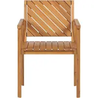 Beliani Gartenstuhl Hellbraun Akazienholz mit Armlehnen Lehne Modern Esszimmer Terasse Balkon Außen Wohnzimmer Ausstattung Gartenzubehör Möbel