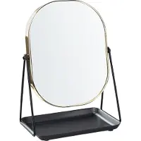 Beliani Schminkspiegel Gold Metall 20 x 22 cm Frisiertisch doppelseitiger Vergrößerungsspiegel Dekorativ