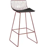 Beliani Barstuhl 2er Set Roségold Metall mit Lehne Kissen Schwarz Kunstleder Modern Industrie Design Sitzmöbel Wohnzommer Küche Wohnküche Ausstattung