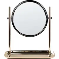 Beliani Kosmetikspiegel in Gold aus Eisen ø 20 cm Doppelseitig mit Vergrößerungsspiegel Tischspiegel Schminkspiegel für Konsolentisch Schminktisch