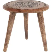 Beliani Beistelltisch 2er Set Dunkelbraun Mango Holz Rund Dreibeinig Geschnitzt Handgefertigt Boho Couchtisch Wohnzimmer Ausstattung Möbel Zubehör