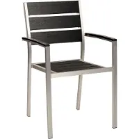 Beliani Gartenstuhl 6er Set Schwarz Kunstholz und Aluminoum Stapelbar Modern Design Sitzmöbel Outdoor Terrasse Balkon Ausstattung Möbel
