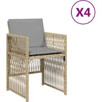 vidaXL Gartenstühle mit Kissen 4 Stk. Beigemischung Poly Rattan