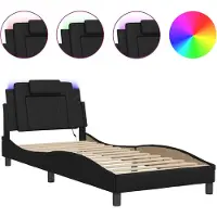 vidaXL Bettgestell "Viana" mit LED ohne Matratze Schwarz 90x200 cm