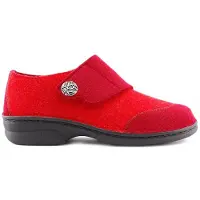 Berkemann Jarla, Damen-Hausschuh, rot Patch, Filz, Klettv., Wechselfussbett, Weite G 3558-242 39 1/2