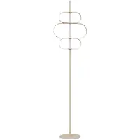 LUCANDE LED-Stehleuchte Audrina, beige, Metall, dimmbar