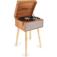 Audizio Plattenspieler auf Beinen - Audizio Fremont - Retro Plattenspieler mit Möbel - Mit Bluetooth - Holzoptik