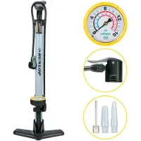 Dunlop Fahrradpumpe mit Manometer - Fahrradpumpe für , Schrader und französische Ventile - Standpumpe inkl. Adapter für Wasserspielzeug und Bälle