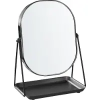 Beliani Schminkspiegel Schwarz Metall 20 x 22 cm Frisiertisch doppelseitiger Vergrößerungsspiegel Dekorativ