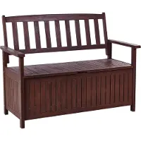 Beliani Gartenbank Mahagonibraun Akazienholz 120 cm mit Armlehnen Stauraum Modern Rustikal Garten Terrasse Wintergarten Ausstattung Sitzmöbel Outdoor